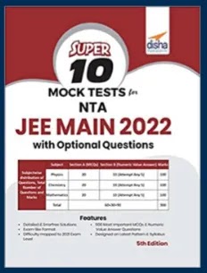 Disha Super 10 Mock Tests For JEE Main 2022 PDF Download