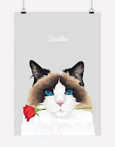 Custom valentine cat portrait