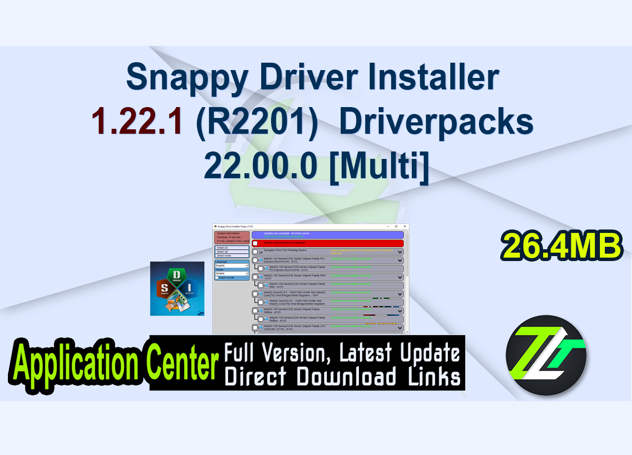 Snappy Driver Installer 1.22.1 (R2201)  Driverpacks 22.00.0 [Multi]