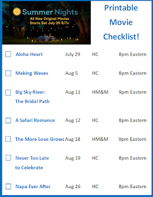 Hallmark Summer Nights 2023 Printable Movie Checklist