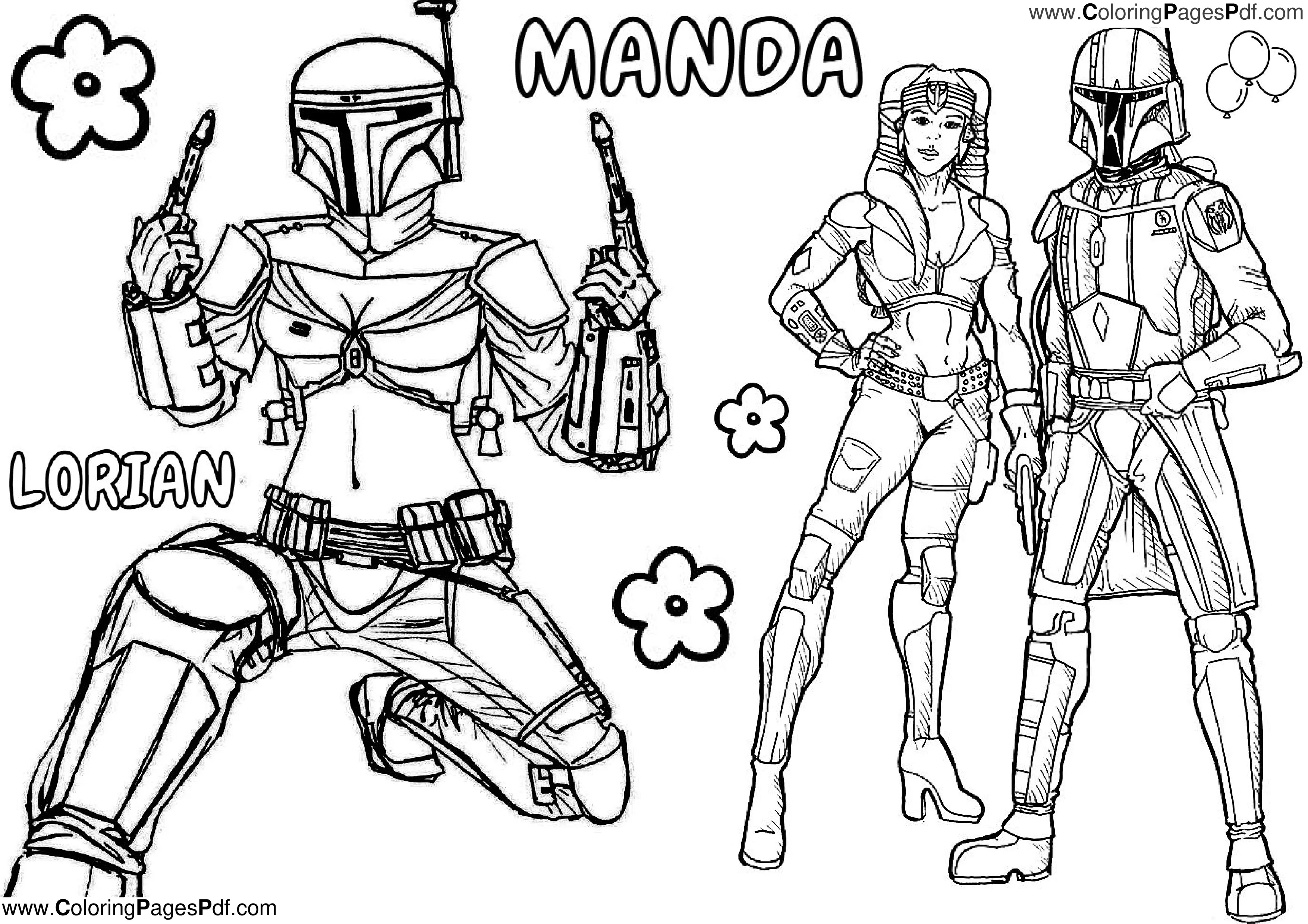Mandalorian coloring pages for girls
