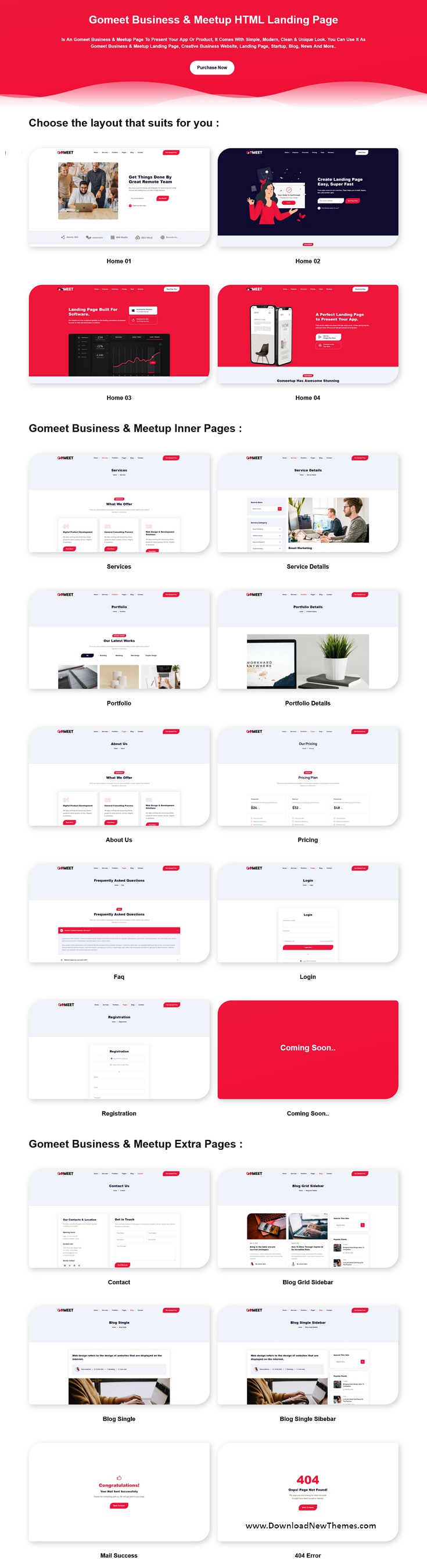 Gomeet Business & Meetup HTML Landing Page Template Review