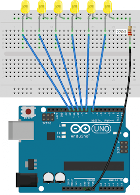 Arduino LED Array - Diagram Pengkabelan