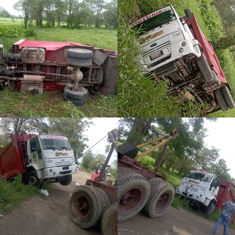 Camión del aseo urbano se volcó en el Km 35 de El Vigía