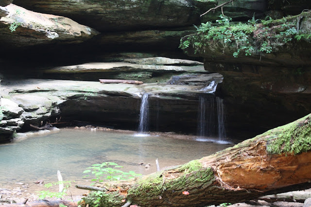 Waterfalls and rock formations amaze inside Hocking Hills State Park.