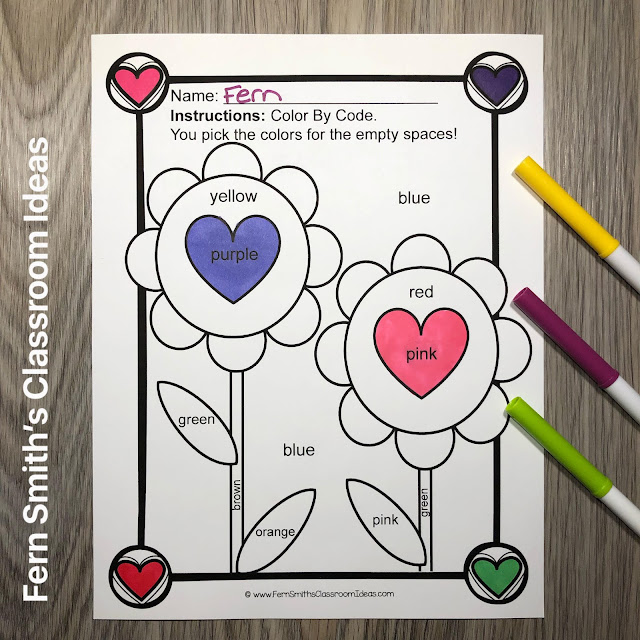 Grab This St. Valentine's Day FUNKY Color By Code Kindergarten Know Your Colors Worksheets Resource For Your Classroom To Print and Use TODAY!