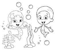 Oona and Gobi- Bubble Guppies coloring page