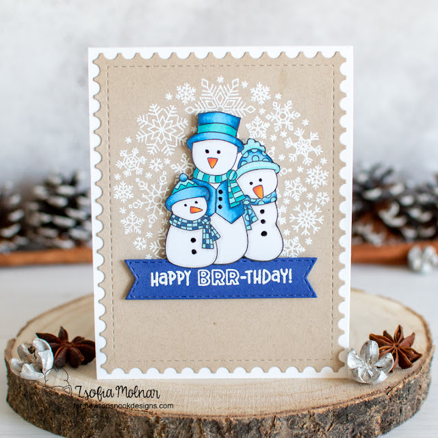 Snowman Card Duo by Zsofia Molnar | Snowfall Roundabout Stamp Set, Frosty Folks Stamp Set, Framework Die Set and Banner Trio Die Set by Newton's Nook Designs #newtonsnook #handmade