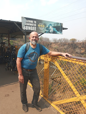 At the centre of Victoria Falls bridge where Bungee Jumping is conducted.