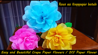 Eine wunderschöne Deko Frühlingsidee,Rosen aus Krepppapier basteln. Such dir einfach deine Lieblingsfarben aus und bastel Blumen aus Krepppapier. Ganz einfach vom Video inspirieren lassen und nachmachen, viel Spaß!