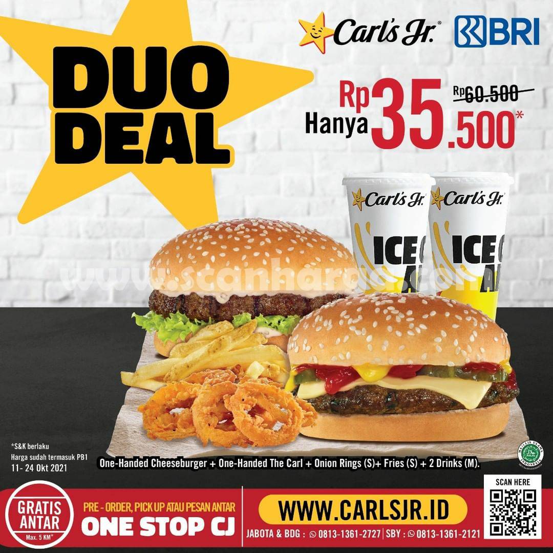 Carls Jr Promo BRI Card - Paket Duo Deal hanya Rp. 35.500