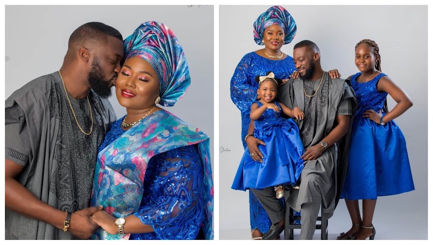 Lovely Photos of Actor Jimoh, his wife and his kids as they celebrates their 5th wedding anniversary