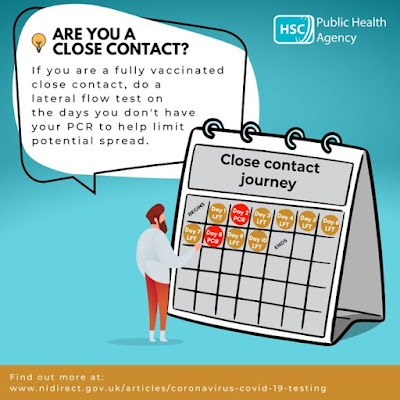 Northern Ireland say 10 days of testing and 2 PCR for close contacts