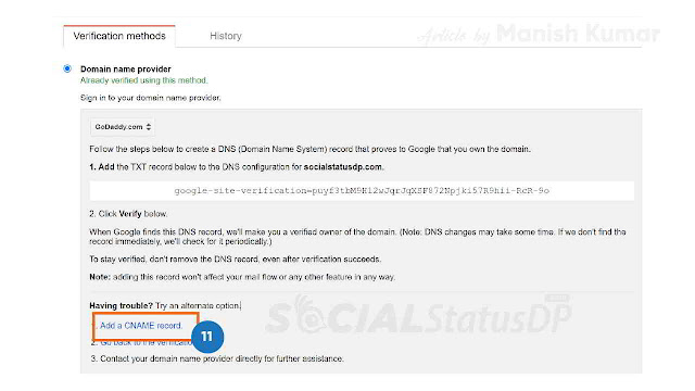 Picture 8 - Steps to get or find the CNAME Record of Blogger - Add a CNAME record