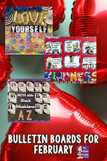 Music bulletin board ideas February, Black History Month, Valentines & Kindness Day