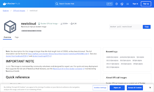 https://hub.docker.com/_/nextcloud