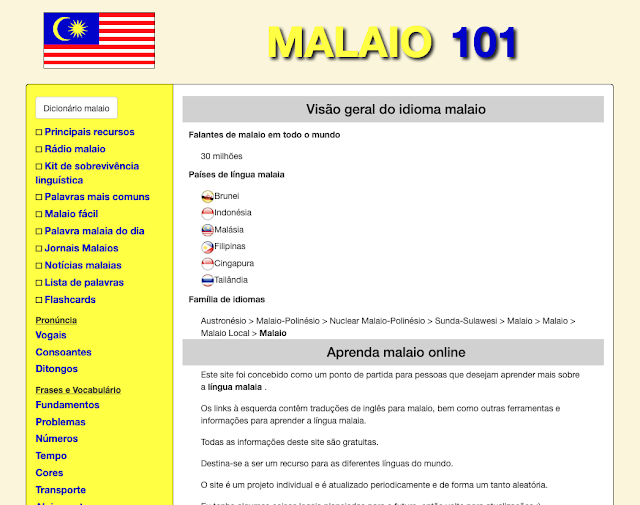 Site para começar a aprender Malaio online grátis