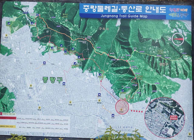 아차산~망우산~용마산 산행안내도