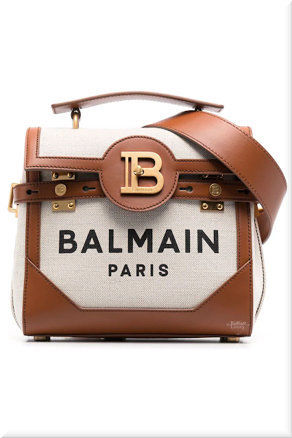 ♦Balmain BBuzz 23 beige brown black cotton linen logo print tote bag #balmain #bags #brilliantluxury