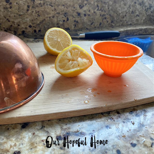 copper bowl lemons pinch cup