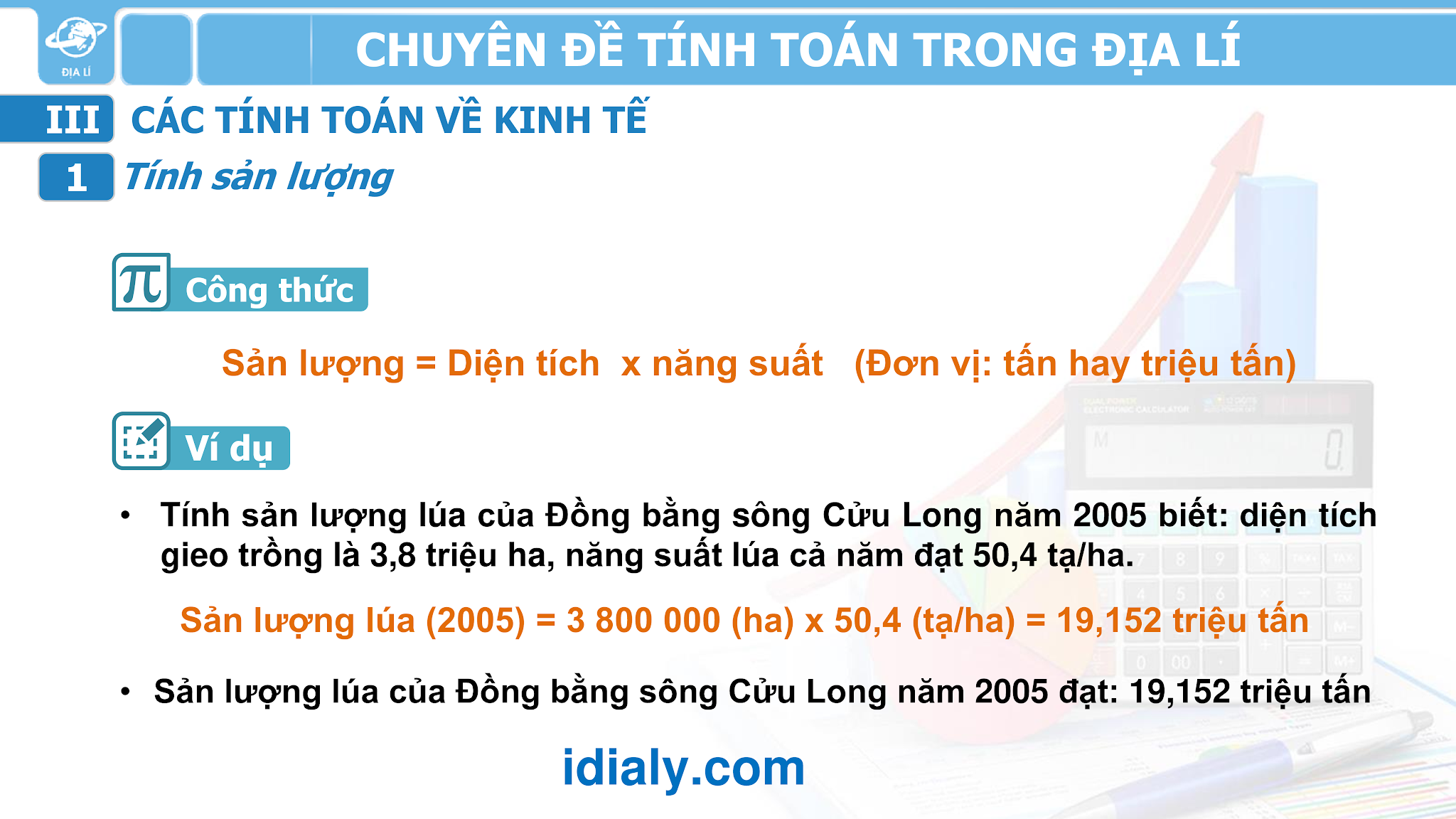 Công thức tính toán trong địa lý