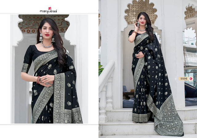 Black color malashree silk woven zari work saree