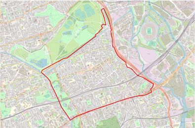 Map showing the extent of the Bow Neighbourhood Plan area