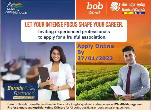 Professionals Recruitment in Bank of Baroda 2022