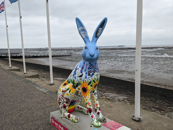 A hare decorated in a floral pattern