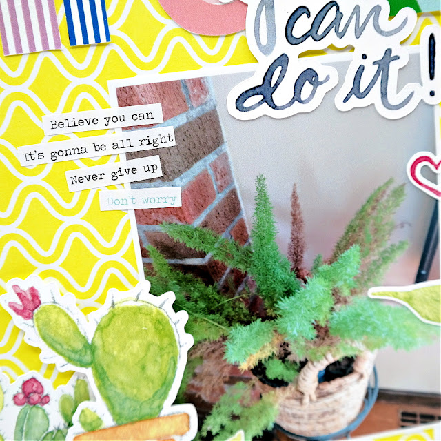 Think Positive Word Stickers on a Scrapbook Layout Photo