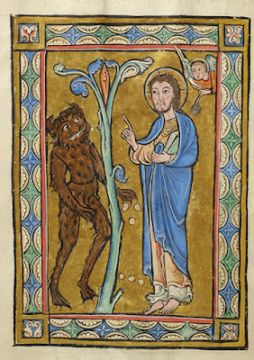 Jesus' Temptation in Morgan MS 44, Vita Christi, manuscript