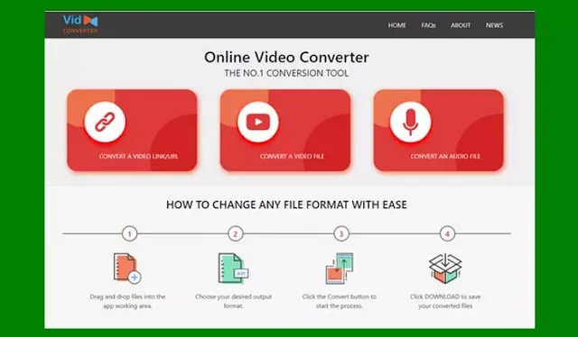 VidConverter موقع يحول الفيديو تنسيقات صوتية المتعددة