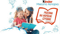 Plakat kampanii "Kinder mleczna kanapka. Przerwa na wspólne czytanie".