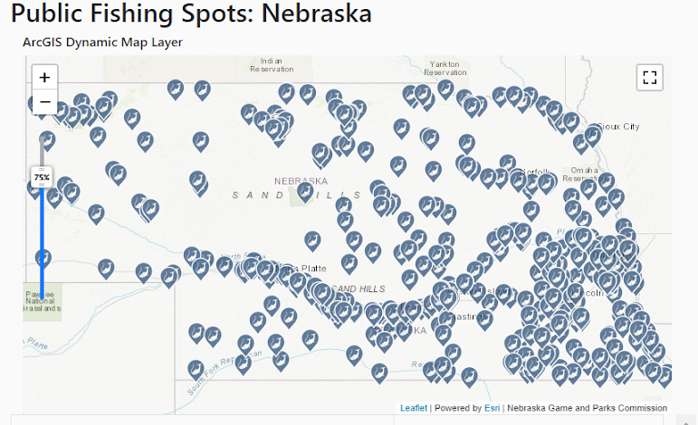 Public fishing spots in Nebraska