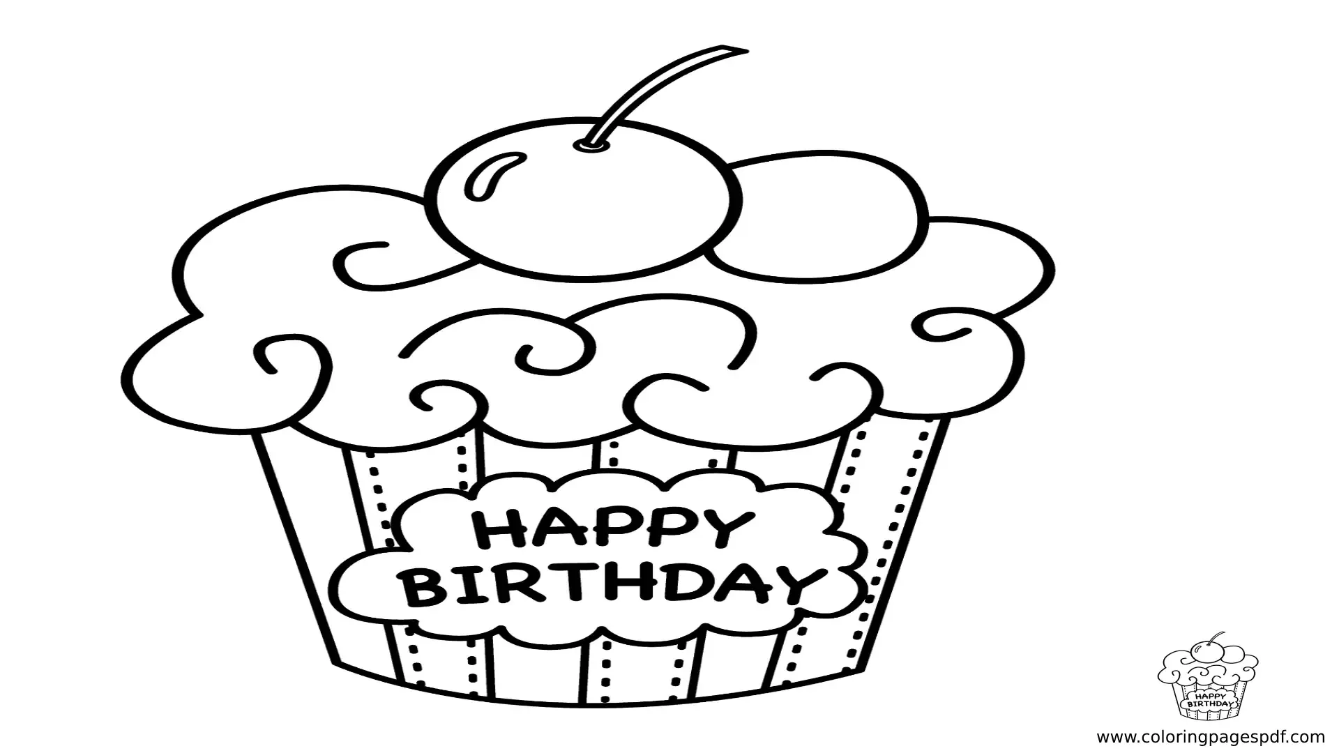 Coloring Pages Of A Happy Birthday Muffin
