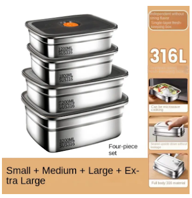 Fresh & Secure: 304 Stainless Steel Crisper & Lunch Box with Leak-Proof Seal for Camping & Daily Use