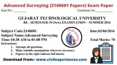 Download GTU Exam Papers of Advanced Surveying | Advanced Surveying GTU Exam Papers | 2140601 Exam Paper PDF GTU