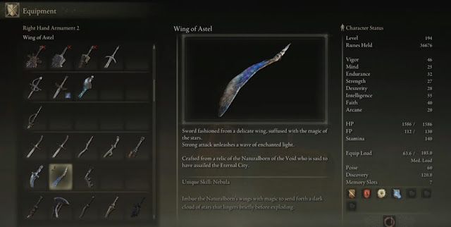 Elden Ring Wing of Astel sword – Location, weapon stats and more