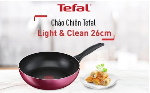 Chảo chiên Tefal Light & Clean B2240596 26cm (Đỏ) - Lớp phủ Titanium - Công nghệ Thermor-spot cảnh báo nhiệt - Hàng chính hãng
