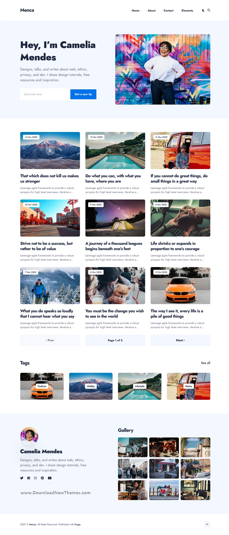 Menca – Modern Personal Blogging HUGO Theme Review