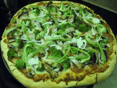 Broccoli and Portobello mushroom Pizza