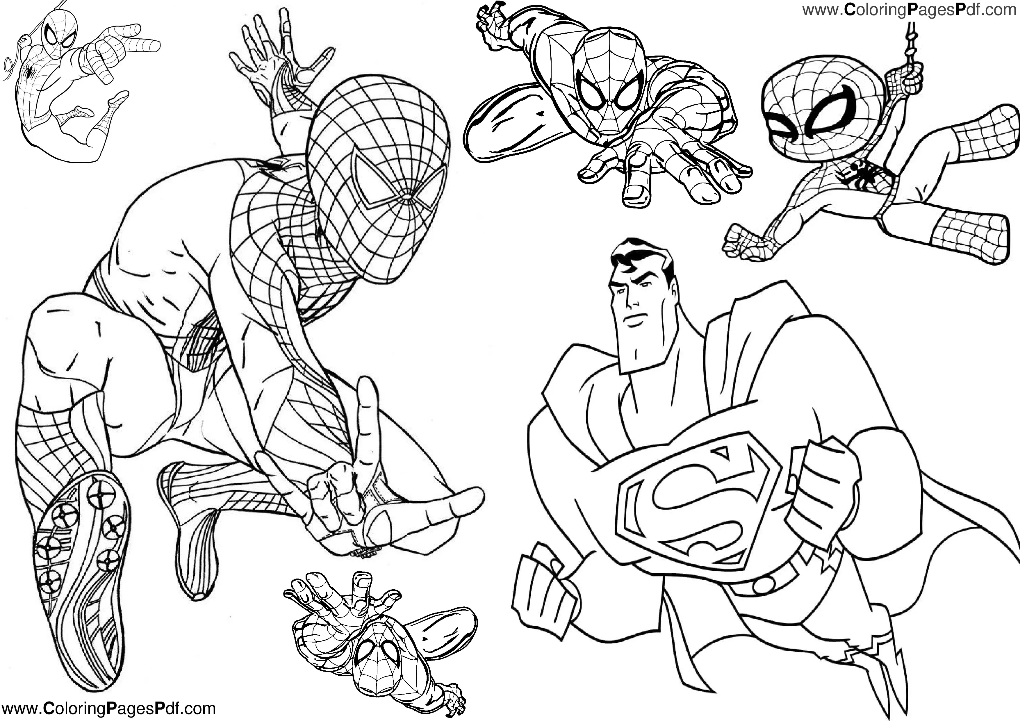 Superman & spiderman coloring pages