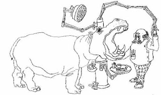 Animals dentist coloring page for preschool kids