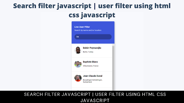 Create Search filter Using HTML,CSS & JavaScript