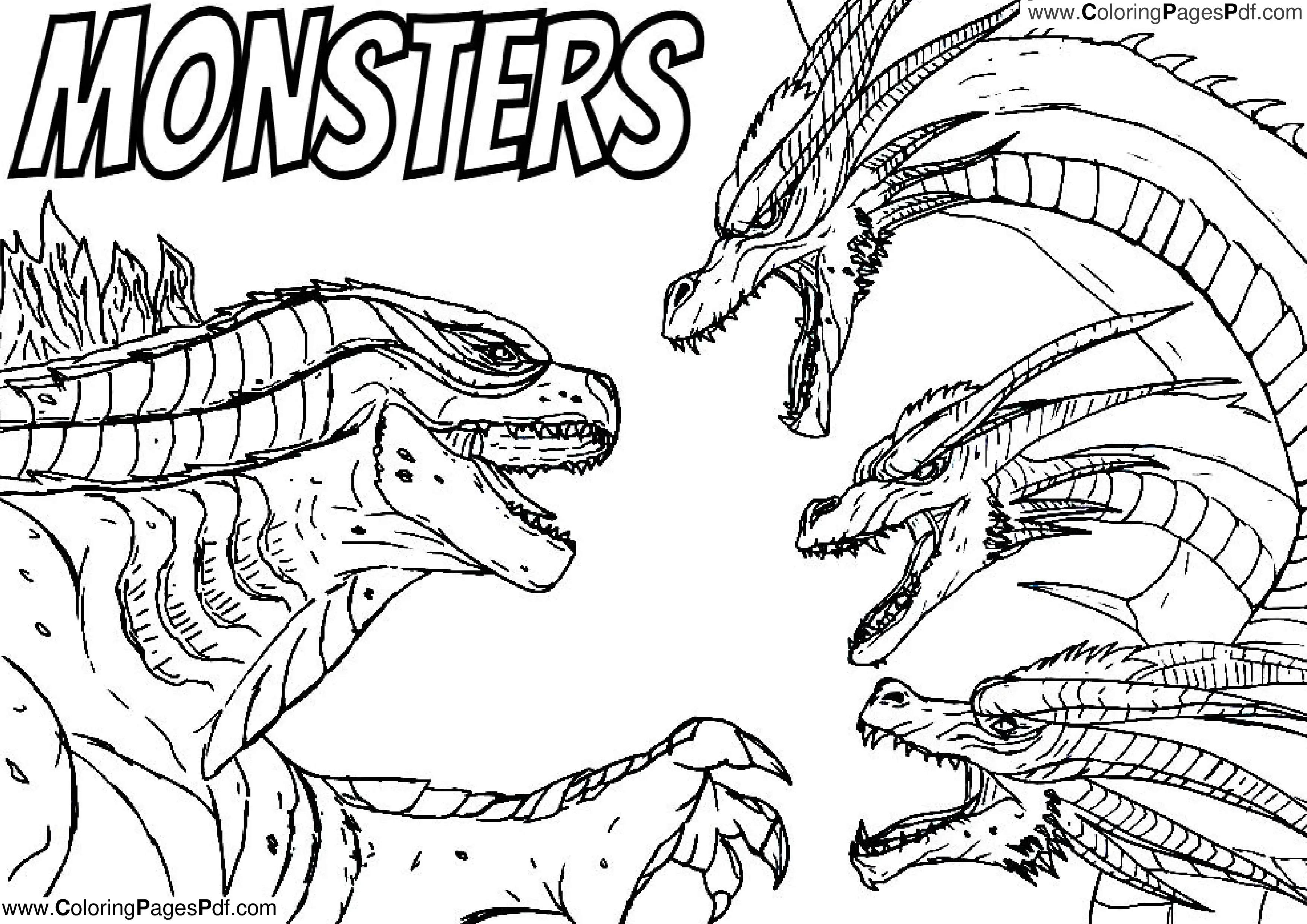 Realistic monster coloring pages