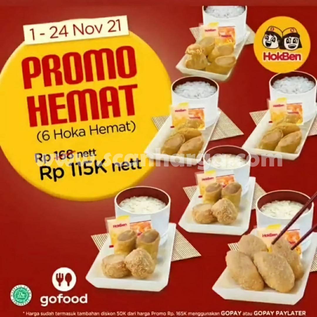 Promo HOKBEN Spesial GOFOOD – Harga 6 HOKA HEMAT Cuma Rp. 115ribu