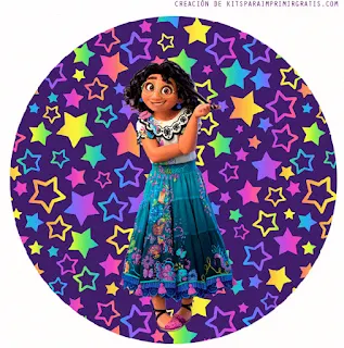 Encanto de Disney con Estrellas: Toppers o Etiquetas Circulares para Imprimir Gratis.