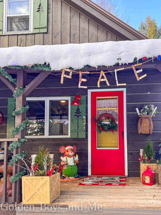 Front porch at Christmas Cabin - www.goldenboysandme.com