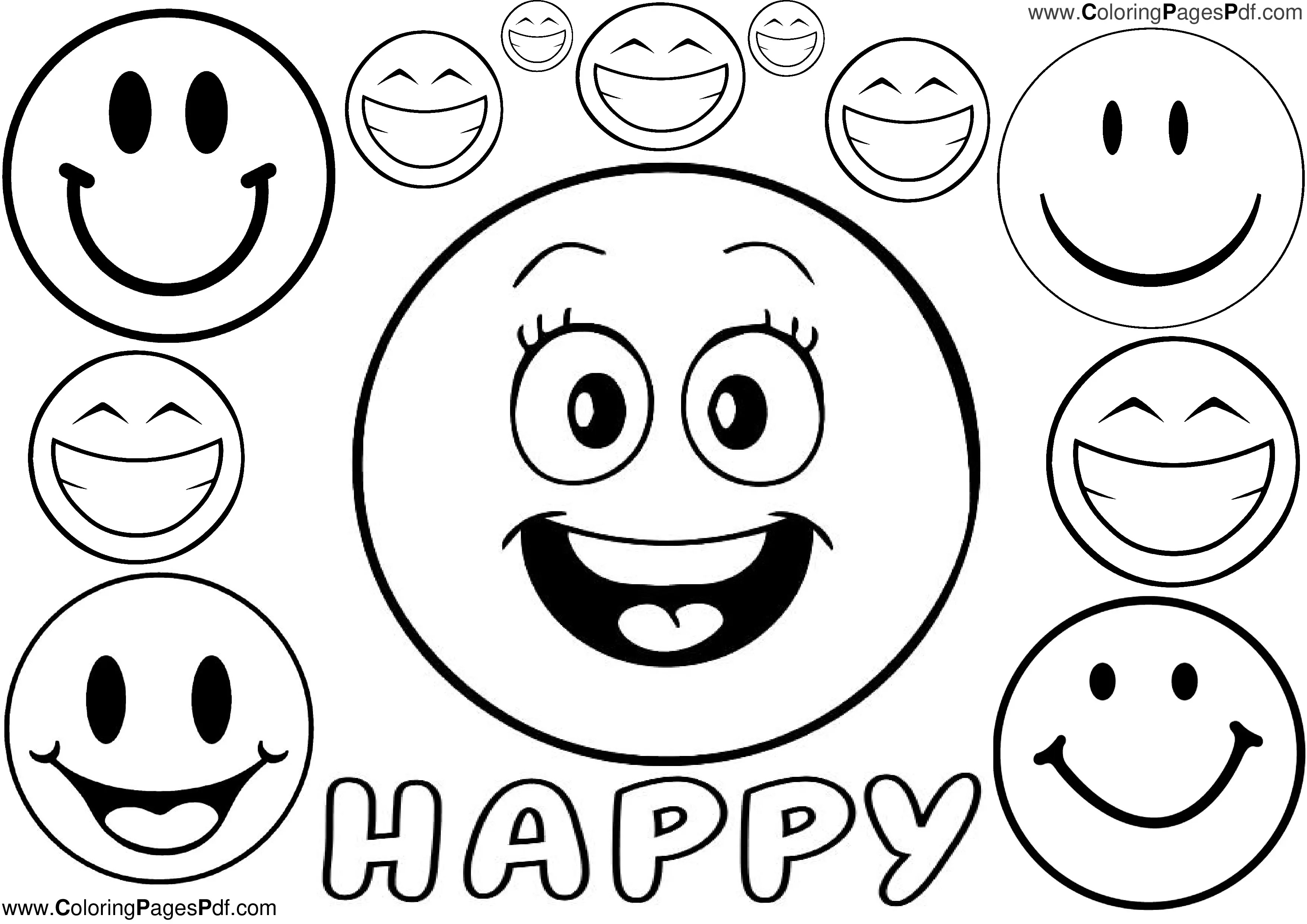 Happy emoji coloring pages