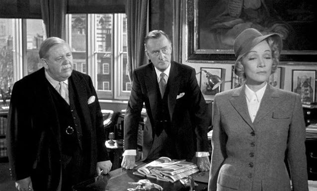 Charles Laughton, John Williams and Marlene Dietrich